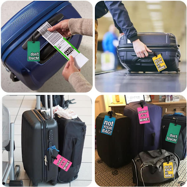 4 stk. Fleksible PVC bagagemærker - Rejse ID-tasker