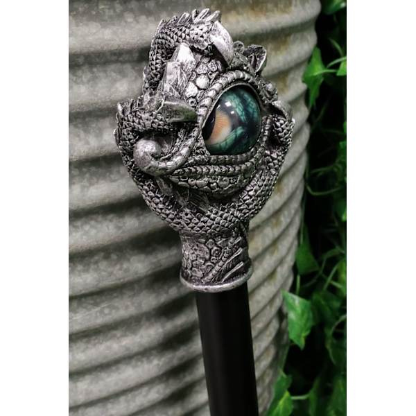 Ebros Gift Gotisk Ocular Evil Eye of Sauron Drake Inom Drake Klor Dekorativ Prop Cosplay Polystone Resin Walking Swagger Cane Fantasy