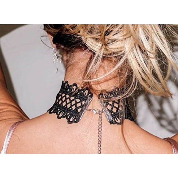 Svart ihålig slät spets choker
