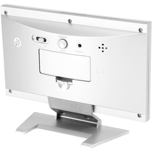 Bordsur, LCD-display Digital Sound Sensor Klocka Bordslarmklocka med Smart Nattljus och Snooze Tid/Kalender/Temperatur Display(Silver)