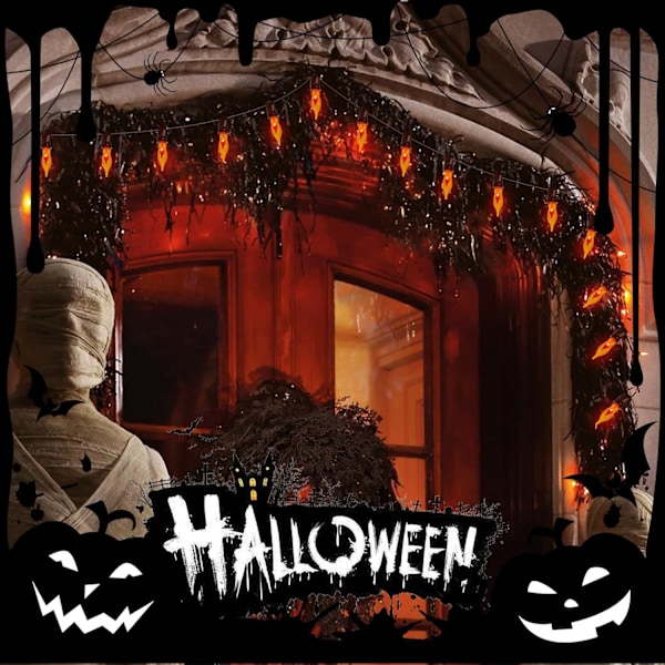 C18 Flimrande Flamsträngslampor, 10Ft  Stränglampor med 10 Flimrande Flamlampor för Utomhusträdgård Hem Halloweenfest, Klar Klar
