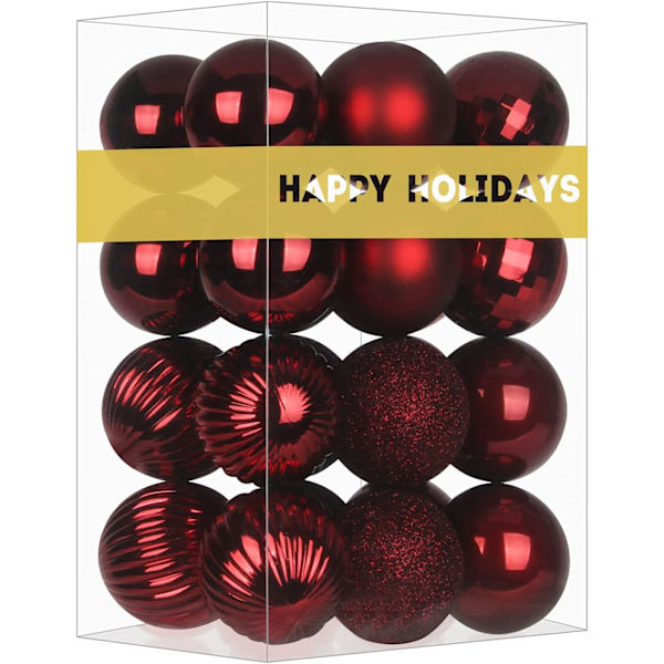 Mörk Röd 2,5\" Julgranskulor Julgransdekorationer Ornament Osplitterbar