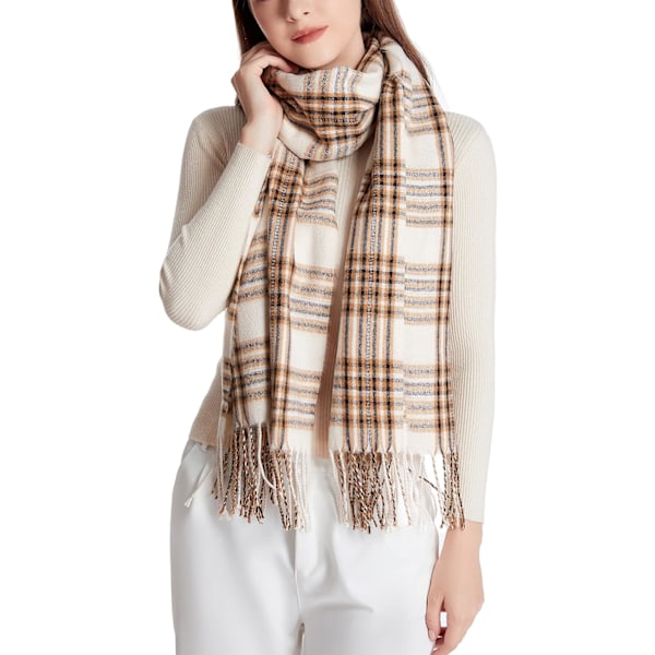 Dam Fashion Lång Sjal Stor Rutnät Vinter Varm Gitter Stor Scarf