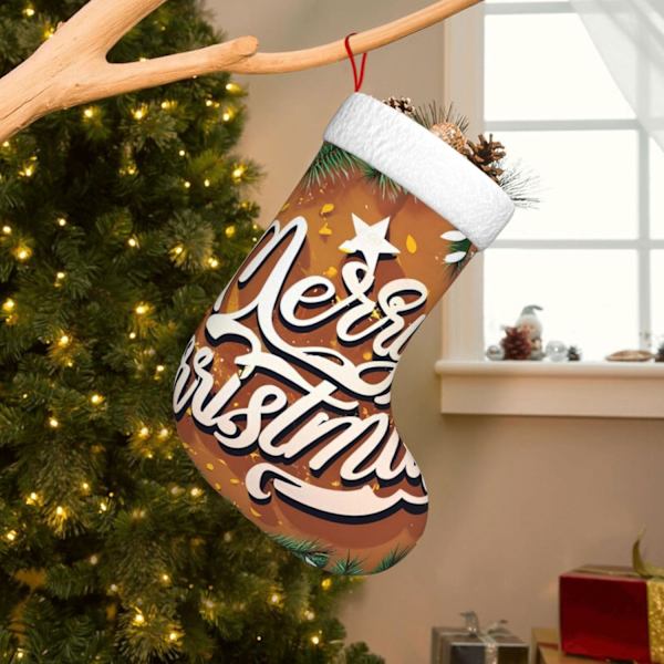 Glædelig Jul Nadeltræ-Jule-Strømper, 45 cm, Bløde Jule-Strømper, Klassiske Gaveholdere til Fest, Ferie, Pejs, Dekorationer