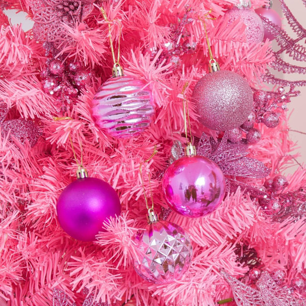 Julekule (2,36\", rosa) 24 stk julekulepynt usynlig