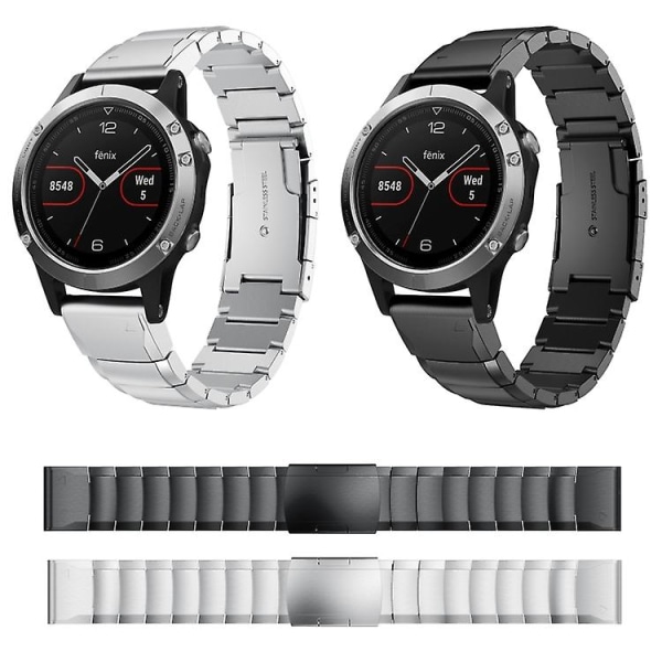 Til Garmin Fenix 5 22mm Skildpadde Skal Rustfrit Stål Urrem EUM Sliver