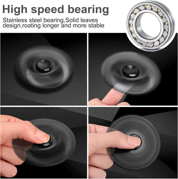 Fidget Spinner i rustfritt stål - Spinner 4-10 minutter - ADHD for alle aldre (Svart)