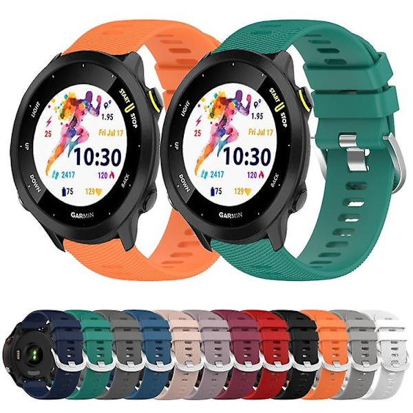 Til Garmin Forerunner 158 20mm Ensfarvet Blød Silikone Urrem FGQ Orange