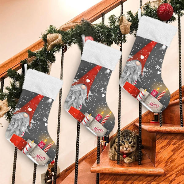 Julklapp, personliga julklappsstrumpor 2-pack Jultomte 45,7 cm Julstrumpor Hängande Ornament Eldstad för träddekoration