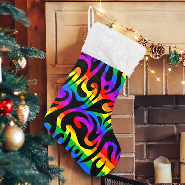 Julklapp, personliga julklappsstrumpor 2-pack Regnbåge Elddrake Klotter 45,7 cm Julstrumpor Hängande Ornament Eldstad för