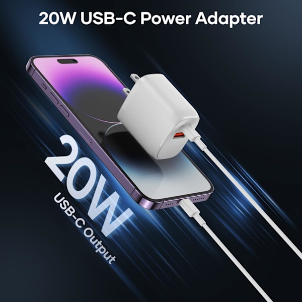 USB-C vegglader, 20W Type-C hurtigladerkontakt