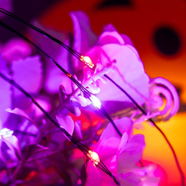 Halloween-fe-lampor 400FT 1200 LED långa vattentäta plug-in lila och orange LED-slingor med fjärrkontroll 8 lägen för inomhus- eller utomhusbruk,