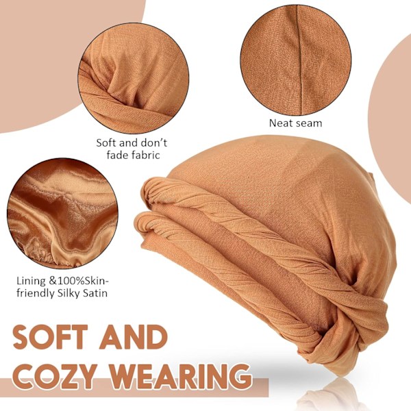4 delar turban för män Twist Head Wraps för män Stretch