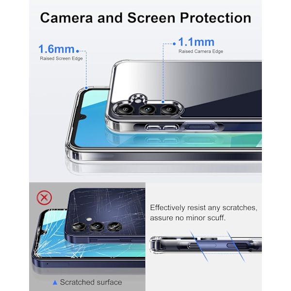 Skal för Galaxy A16 5G, Anti-gulning, Fallskydd, Anti-repor Transparent Hårt Baksidesskydd - Kristallklart Klar
