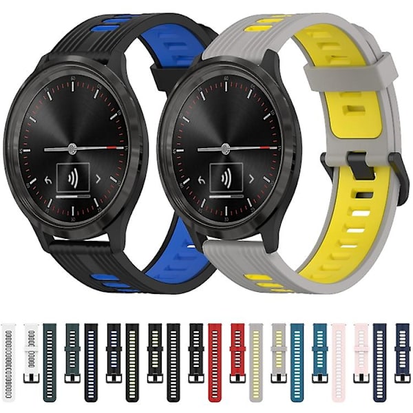For Garminmove 3 20mm Vertikalt Mønster To-farvet Silikone Urrem XTD Black-Grey