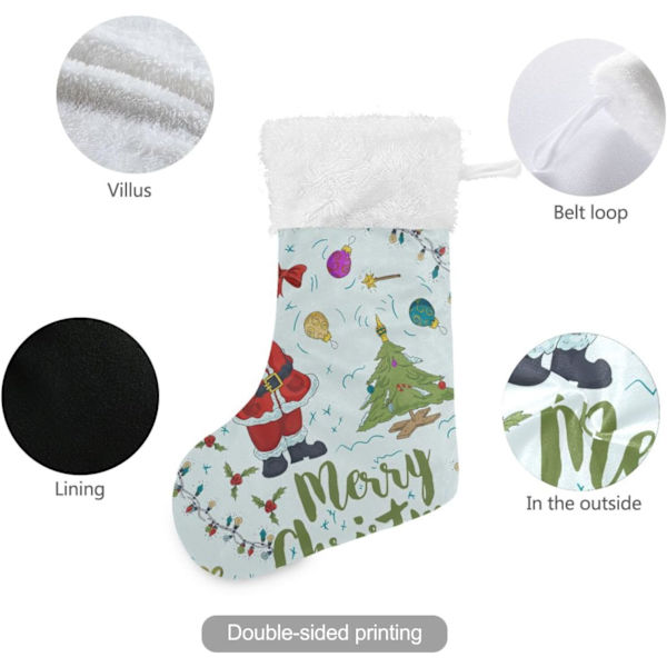 Julklapp, Personliga Julklappsstrumpor 2-pack Nyår Jultomte med Julgran 18 tum Julstrumpor Hängande Ornament K