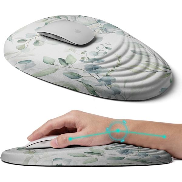 Ergonomisk musematte med håndleddsstøtte, musematte lindrer karpaltunnelsmerter, hel musmatte i minneskum med sklisikker PU-base, trådløs