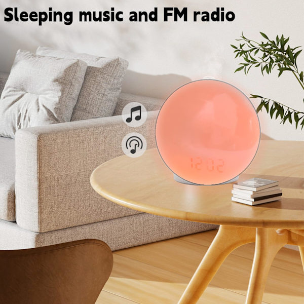 Soloppgang Vekkerklokke, Aurora Farge - Gave til Voksne, Barn og Tunge Sovere, Vekkelyset, Snooze, FM-Radio og Naturlyder
