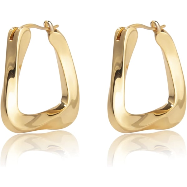 Twist Hoop Earrings, 18K Gold Plated Small Thick Chunky Irregular