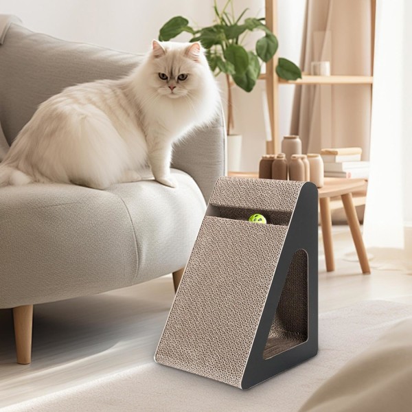 Kattklösleksak, rampformad triangulär klösstolpe för kattunge - husdjurstillbehör, slitstark vertikal kattklösare med boll för små, medelstora,