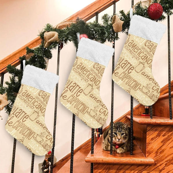 Julklapp, personliga julklappsstrumpor 2-pack Kaffeeklotter 45,7 cm Julstrumpor Hängande Ornament Kamin för träddekoration 17