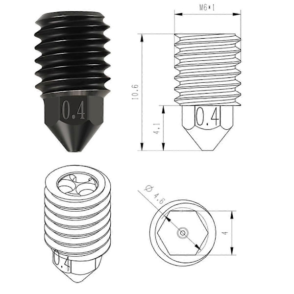 5 stk 3D-printer Klon-dyse Høj Flow Hærdet Stål Dyse Print Hoved til Opgraderet Bambulab Hotend P1P X1C