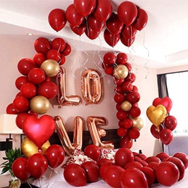 Rubyrød ballon 10 tommer dobbeltfyldt latexballon Valentinsdag