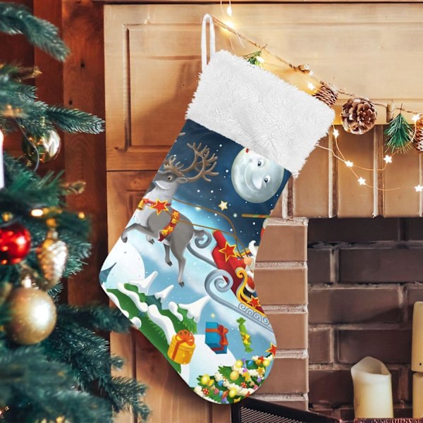 Julklapp, personliga julklappsstrumpor 2-pack Jultomten Rensa 45,7 cm Julstrumpor Hängande Ornament Eldstad för Träddekoration