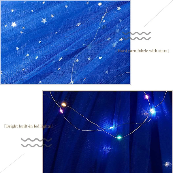 LED-lys nederdel til kvinder - lysende stjerneskørter - lagdelt ballet-tutus - elastisk mesh