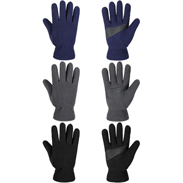 Kids Winter Warm Gloves - Set of 3 Pairs of Polar Fleece Gloves for