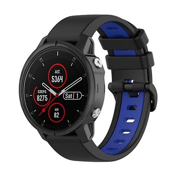 Til Garmin Fenix 5s Plus 22mm Silikone Sports Tofarvet Rem BTR Black-Blue