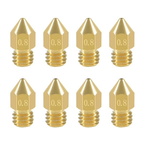 8 st 0,8 mm 3D-skrivarmunstycken - MK8 Extrudermunstycken för Makerbot, Creality, Anet