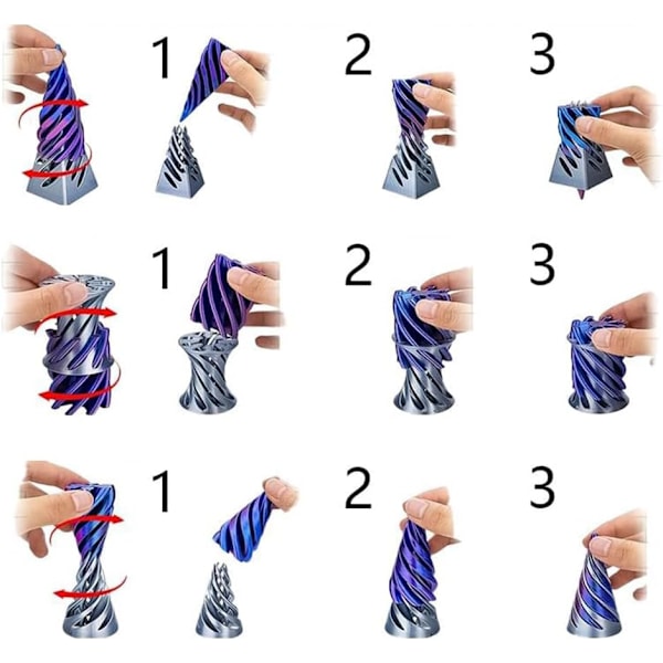 Impossible Cone - 3D Spiral Fidget Legetøj - Stresslindring for Alle Aldre (Farverig-Blå) 3 stk.