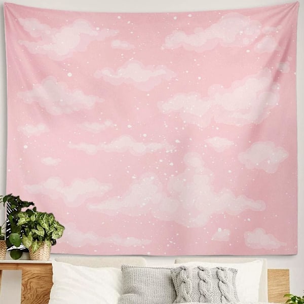 Rosa molntapet for soveromsdekor (59\"Bx79\"L)