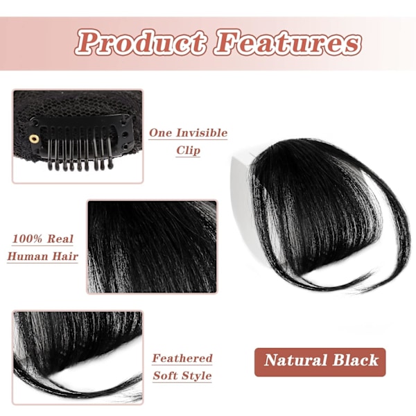 Clip-in lugg for kvinner 100% ekte hår extensions Wispy lugg Fringe