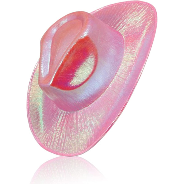 Neon Funklende Glitter Space Cowboy Hat Damen Lustige Hüte Metallic Space Shiny