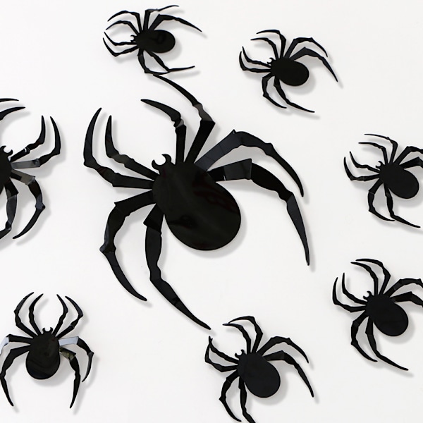 12 stk. Svarte Edderkopp 3D 3D Halloween Klistremerke