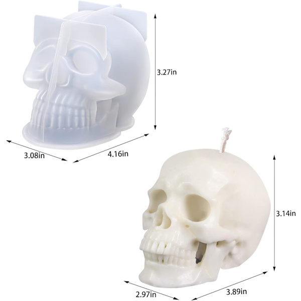 Skull Resin Molds Silikon, 2 ST 3D Skull Molds