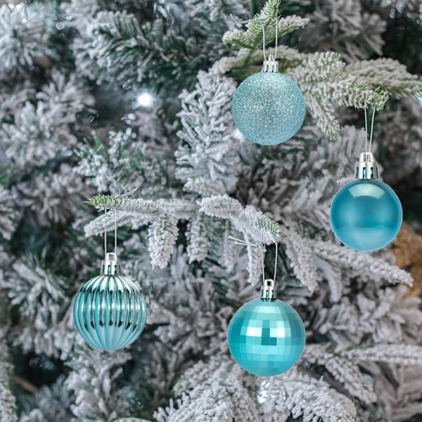 28 st krossäkra julgranskulor i 4 klassiska ytbehandlingar för jul