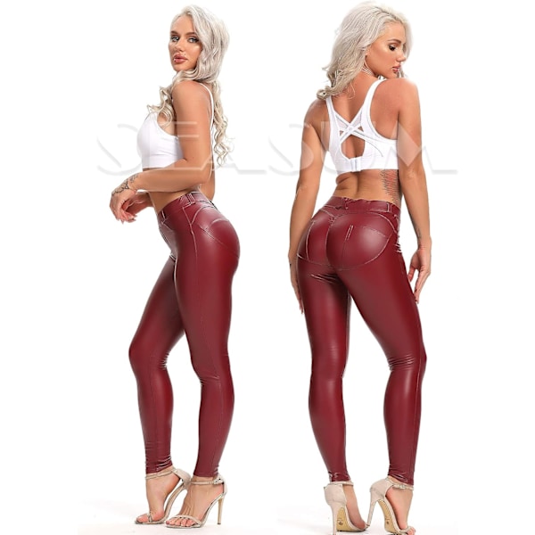 Kvinnors Leggings i konstläder Byxor PU Elastiskt formande höft