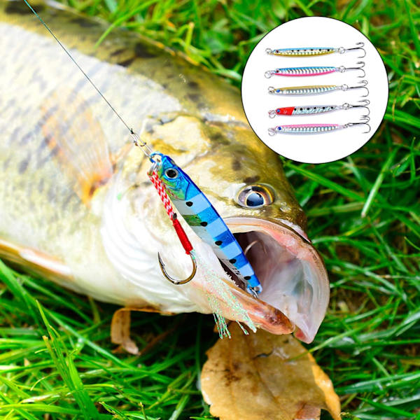 5 st Fiskedrag Set - Hårdmetall Fiskedrag Sked Paljetter Bete