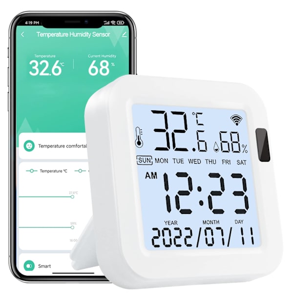 Smart Wifi Temperatur Fuktighetsövervakning Trådlös