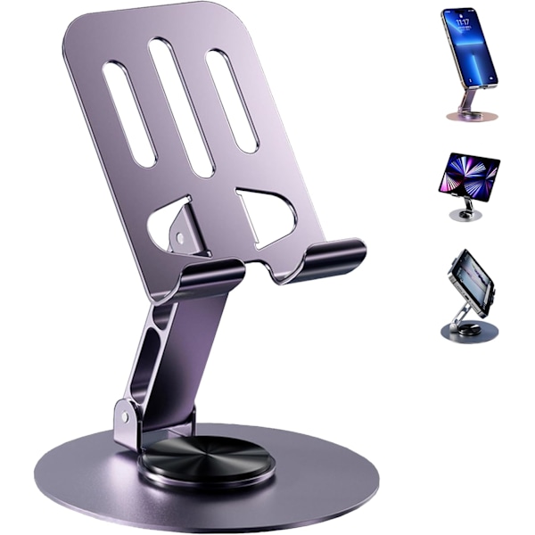 Ny 360° Roterbar Dobbel Sammenleggbar Mobiltelefonholder for Skrivebord, Fullt Justerbar Sammenleggbar Skrivebords Telefonholder Vugge Dokk Kompatibel med Telefon 15 14 13 1