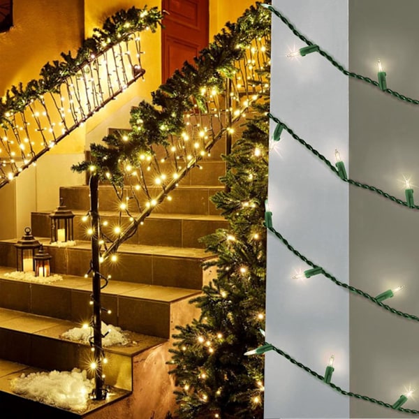 Langsomt blinkende lys, 50 LED bløde blinkende mini julelys på grøn ledning, UL godkendt 14,58 fod, tilslut op til 50 sæt, indendørs