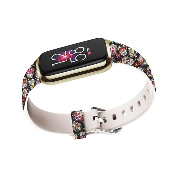 For Fitbit Luxe Special Edition Trykt Silikone Rem Skull