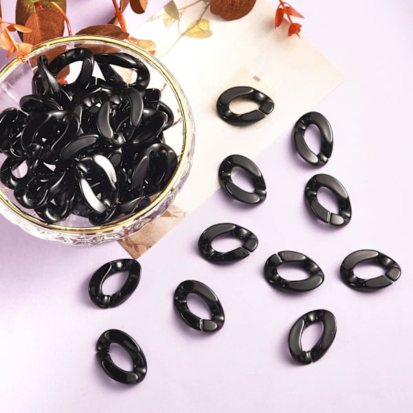 300 stk svart akryl lenkekoblinger for Halloween Chain Link