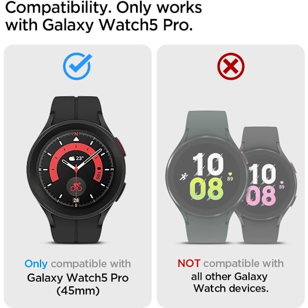 Liquid Air designet til Galaxy Watch 5 Pro Case 45mm (2022) - Mat Sort Mat Sort