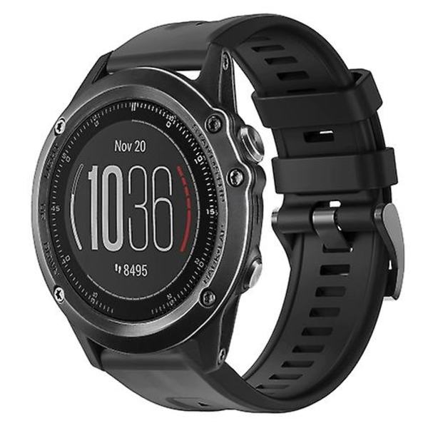 Til Garmin Fenix 3 Sapphire Metal Spænde Solid Color Silikonurrem QEB Black