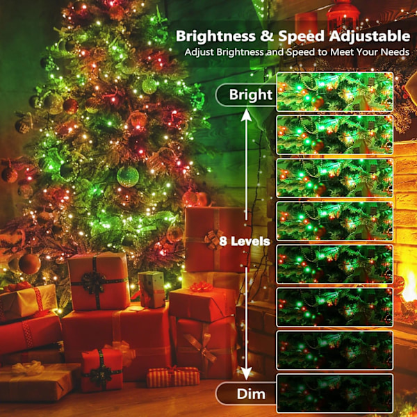 USB-julgransljus, 33 fot 100 LED-julgransljus färgförändring med fjärrkontroll, RGB flerfärgade ljusslingor, utomhus inomhus blinkande