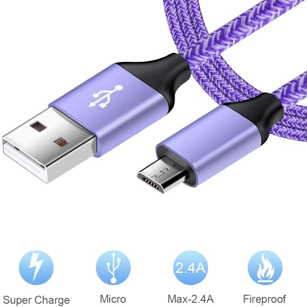 Android Laddningsblock, Mikroladdningskabel 6 Ft, Dual Port